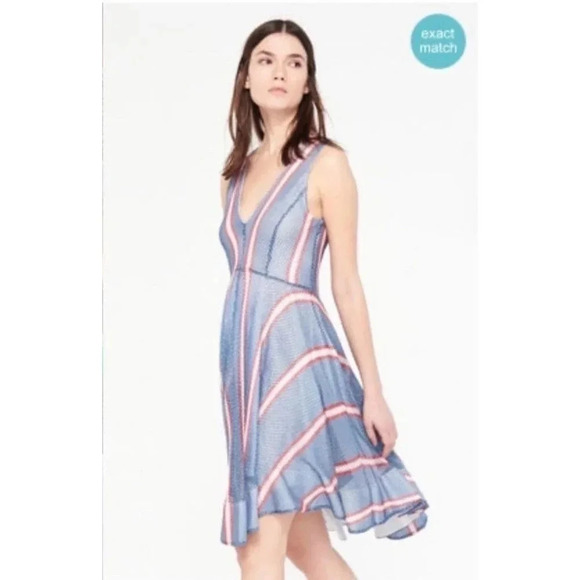 Sandro a-line v-neck striped knee-length dress. Size EU 1. US small - Picture 3 of 10